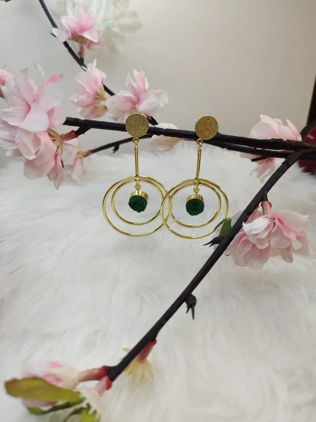 Green Sugar Druzy Eclipse Earrings