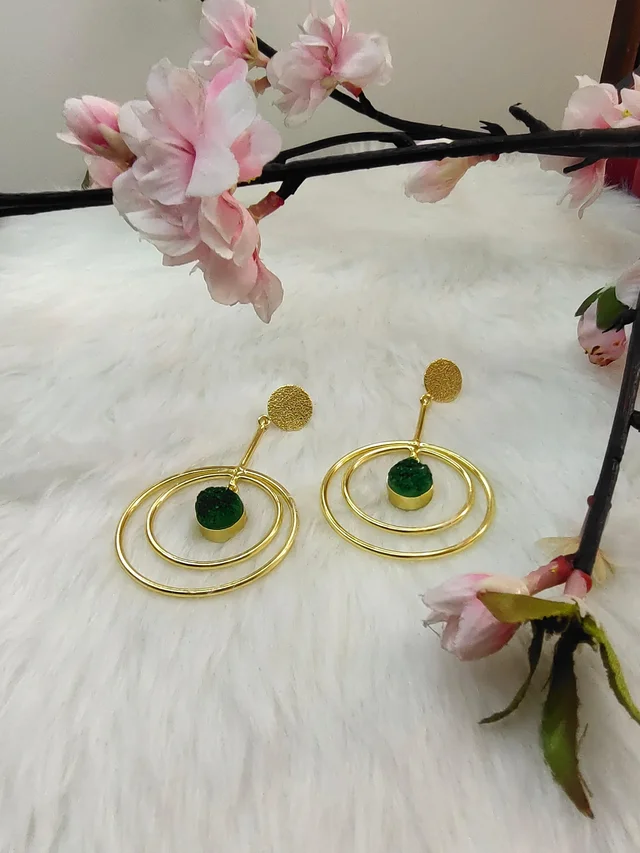 Green Sugar Druzy Eclipse Earrings