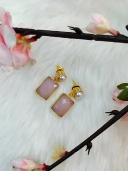 Baroque With Pink Monalisa Stone Drop Earrings