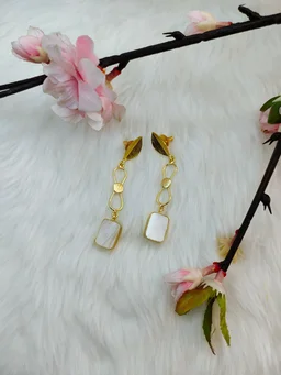 MOP Golden Bow Leaf Earrings
