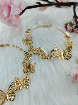 Butterflies Golden Hoops Earrings