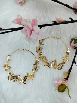 Butterflies Golden Hoops Earrings