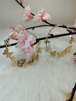Butterflies Golden Hoops Earrings