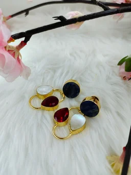 MOP With Red Garnet Stone Drop Earrings