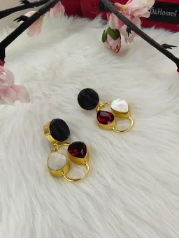MOP With Red Garnet Stone Drop Earrings