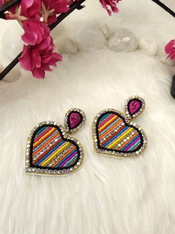 Multicolour Diamond Heart Earrings