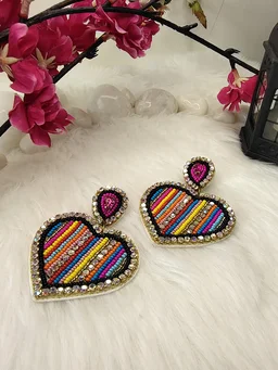Multicolour Diamond Heart Earrings