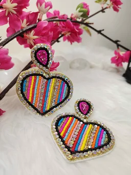 Multicolour Diamond Heart Earrings