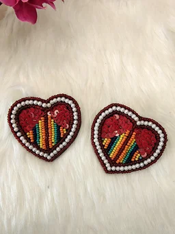 Pearl And Sequence Heart Earrings