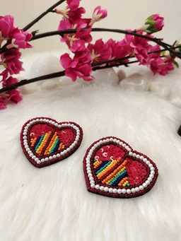 Pearl And Sequence Heart Earrings