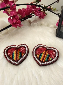 Pearl And Sequence Heart Earrings