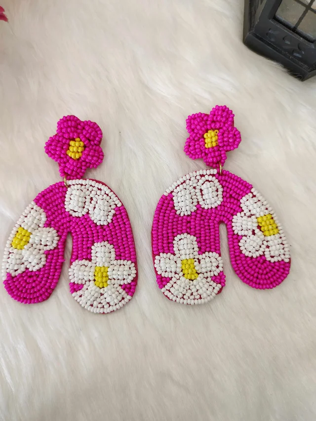 Flower Arch Beaded Earrings