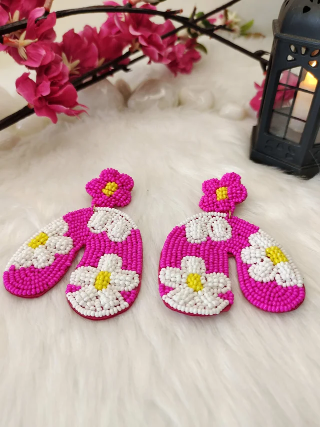 Flower Arch Beaded Earrings