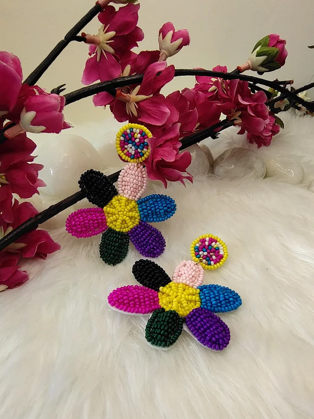 Multicolour Daisy Flower Earrings