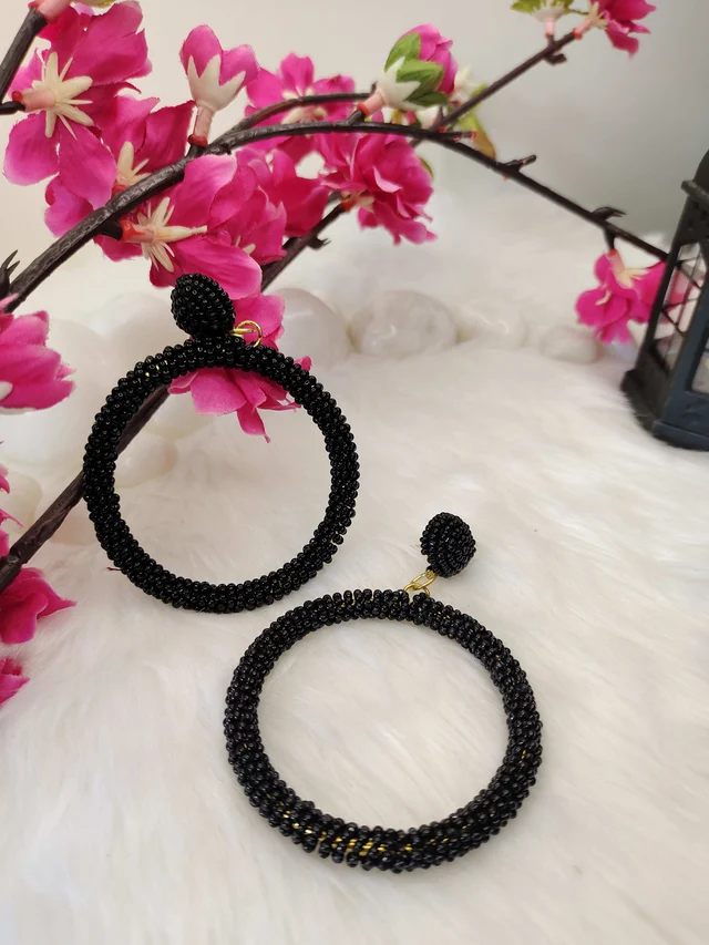 5 Element Hoops Earrings Black