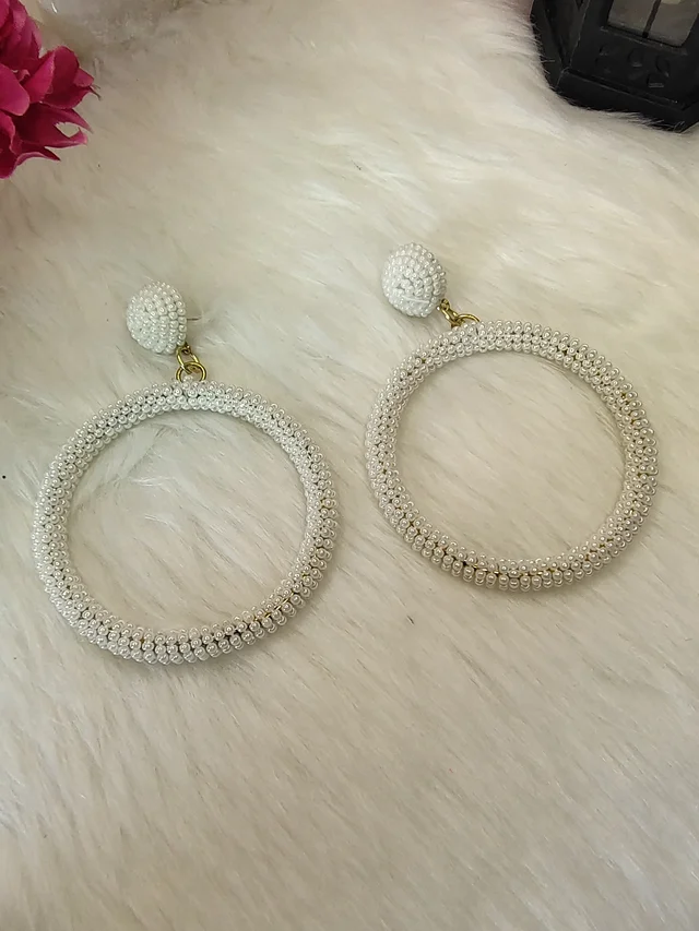 5 Element Hoops Earrings White