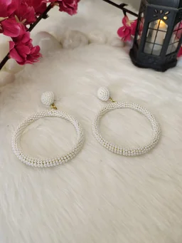 5 Element Hoops Earrings White