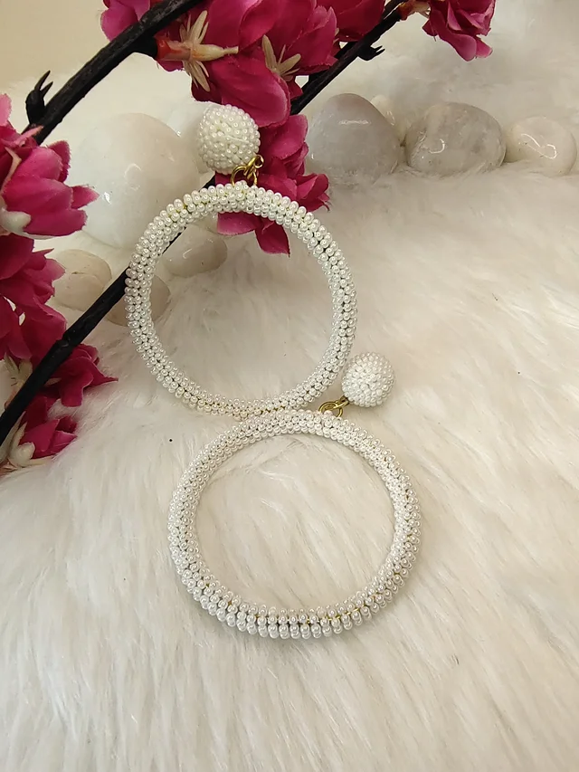 5 Element Hoops Earrings White