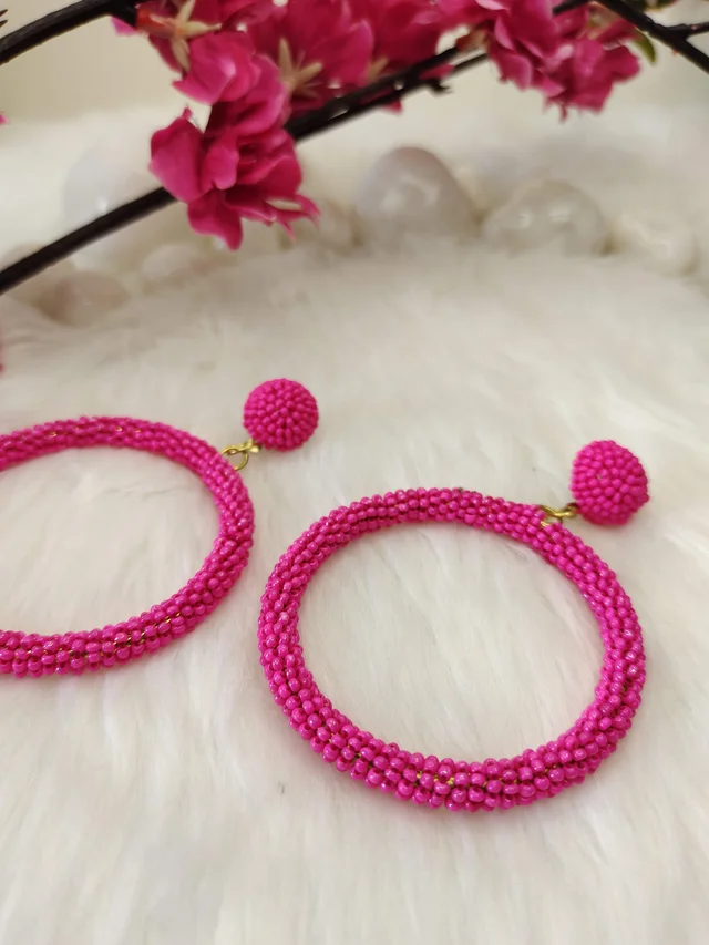 5 Element Hoops Earrings Pink
