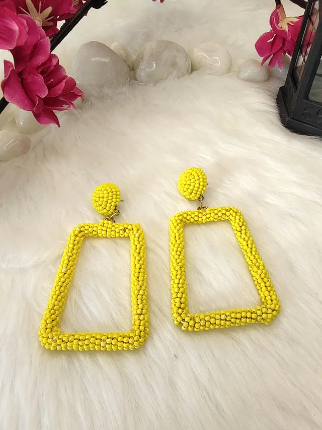 5 Elements Rectangle Earrings Yellow