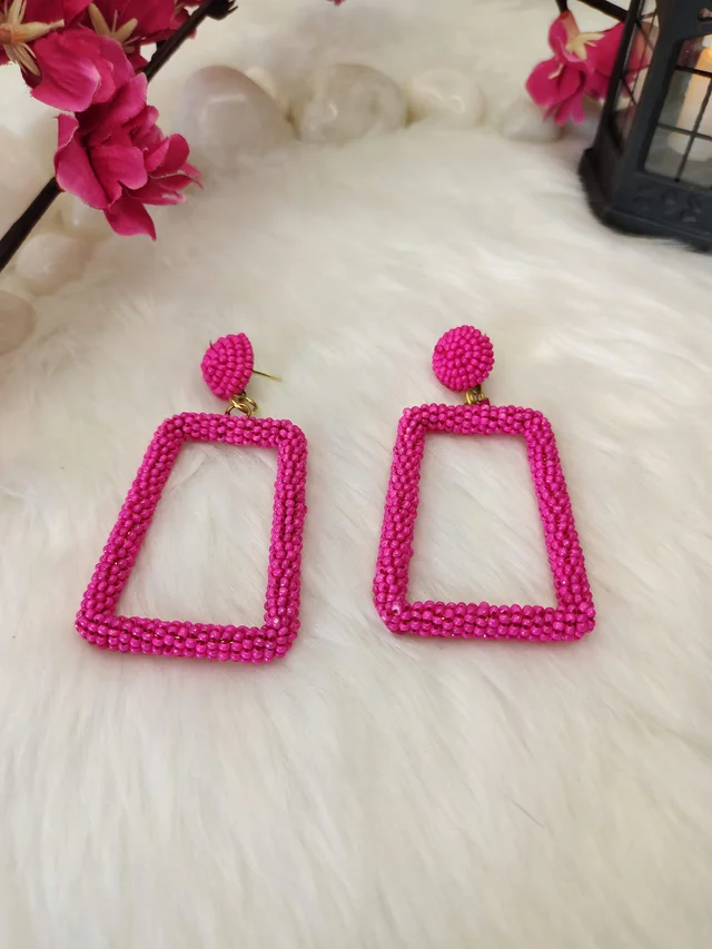 5 Element Rectangle Earrings Pink