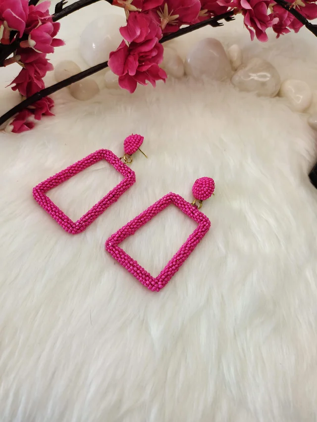 5 Element Rectangle Earrings Pink