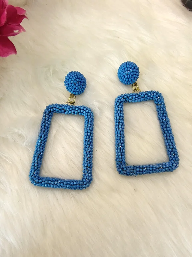 5 Element Rectangle Earrings Blue