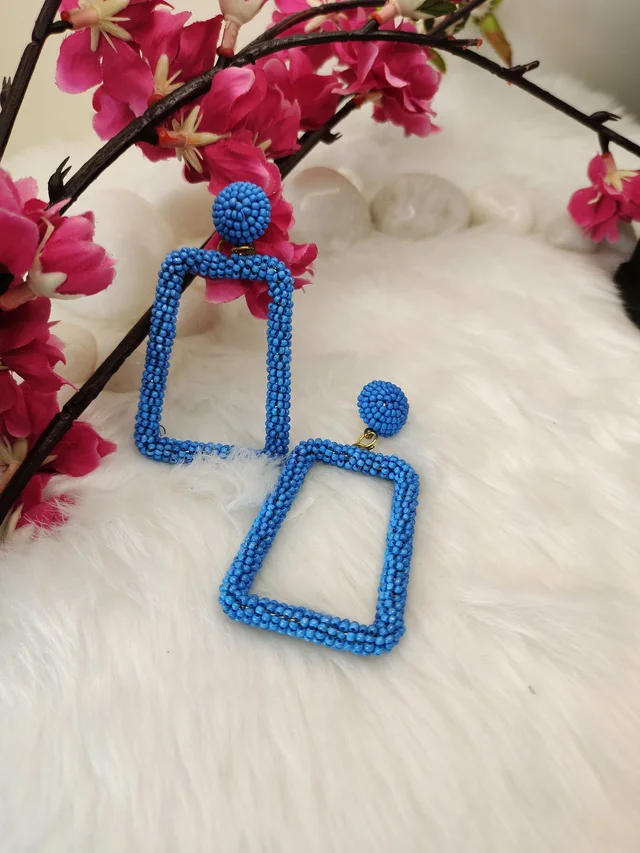 5 Element Rectangle Earrings Blue