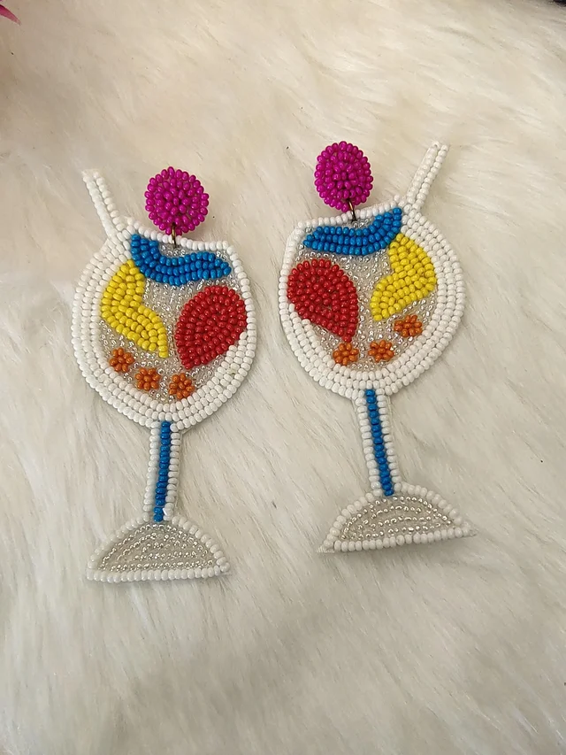 Cocktail Glass Earrings Multicolour