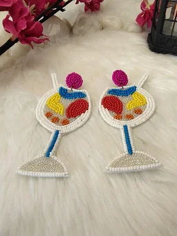 Cocktail Glass Earrings Multicolour