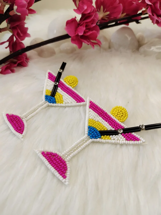 Martini Glass Earrings Pink