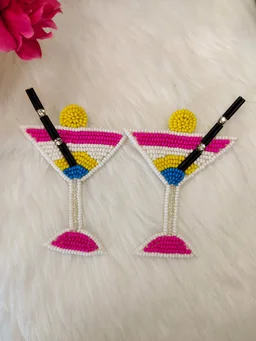Martini Glass Earrings Pink