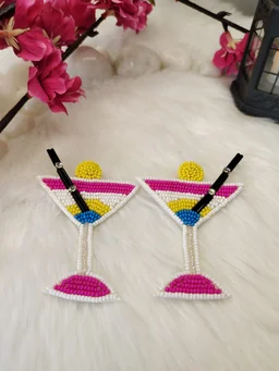Martini Glass Earrings Pink