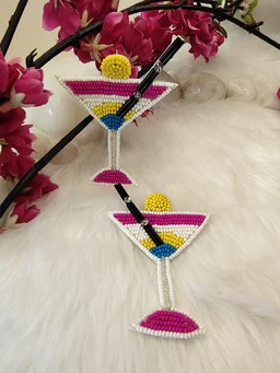 Martini Glass Earrings Pink