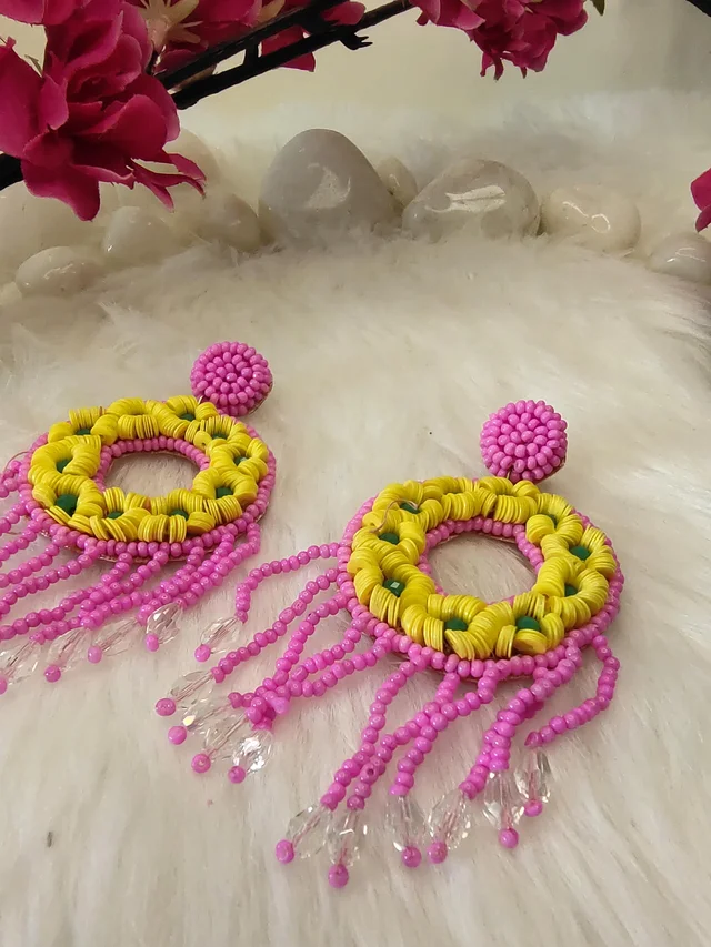 Dream Catcher Earrings Pink