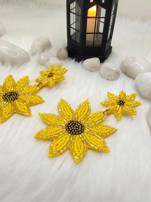 Sunflower Beaded Earrings