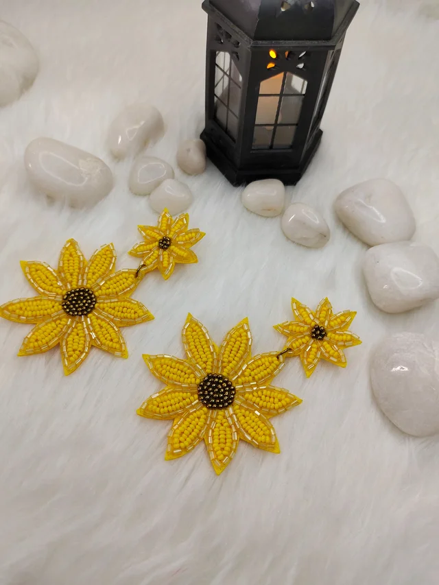 Sunflower Beaded Earrings