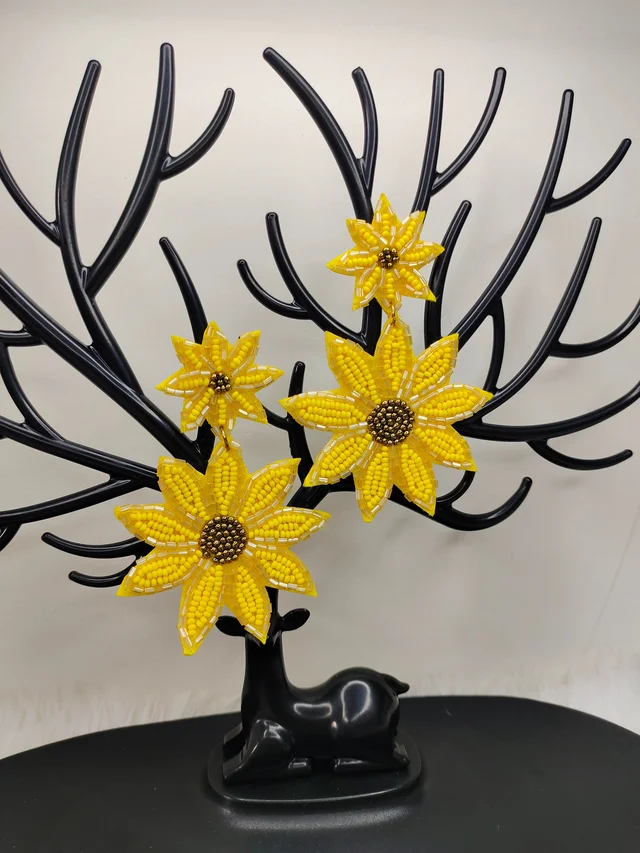 Sunflower Beaded Earrings