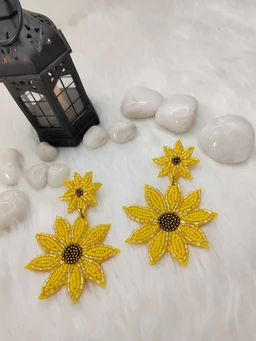 Sunflower Beaded Earrings