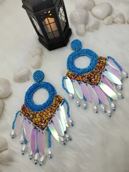 Blue Dreamcatcher Beaded Earrings