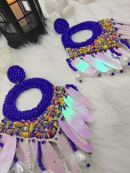 Purple Dreamcatcher Beaded Earrings