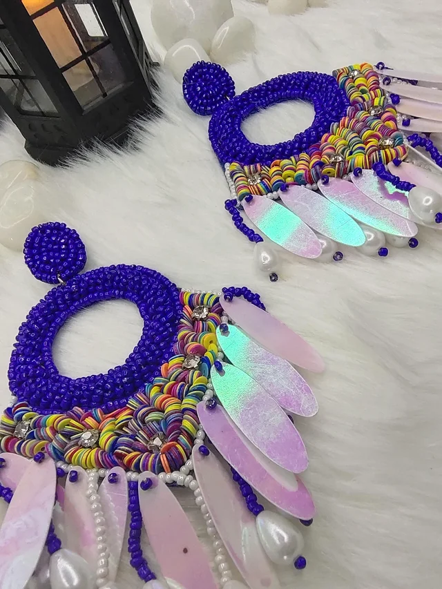 Purple Dreamcatcher Beaded Earrings
