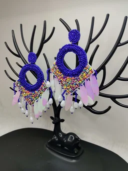 Purple Dreamcatcher Beaded Earrings