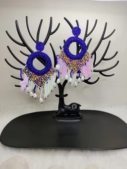Purple Dreamcatcher Beaded Earrings