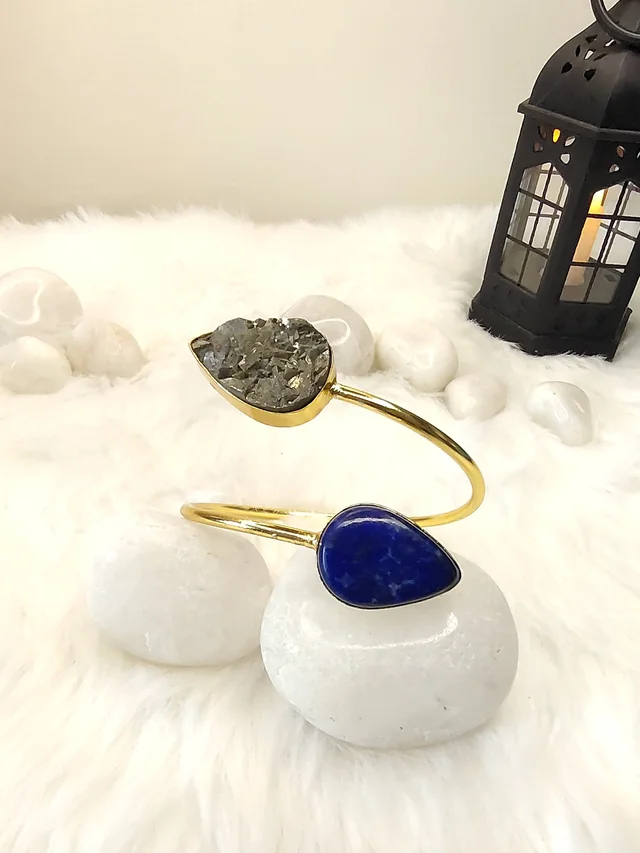 Pyrite Lapis Lazuli Kada Bracelet
