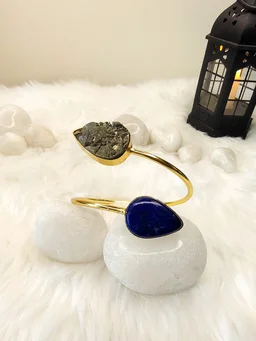 Pyrite Lapis Lazuli Kada Bracelet