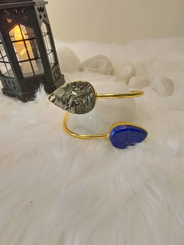 Pyrite Lapis Lazuli Kada Bracelet