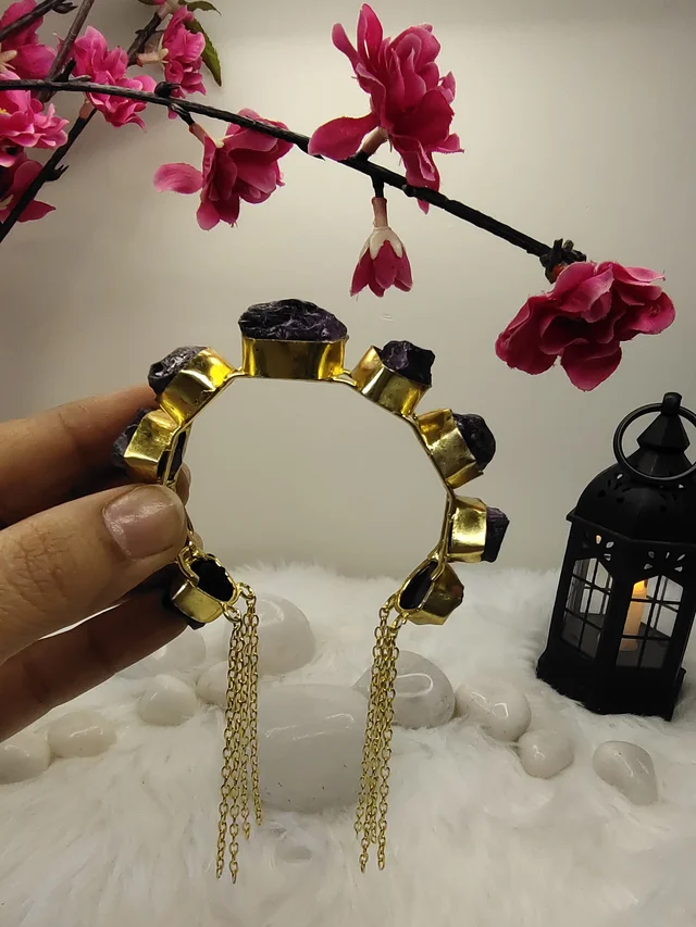 Amethyst Stone Kada Bracelet