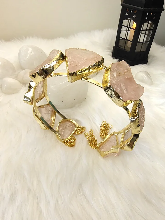Rose Quartz Stone Kada Bracelet