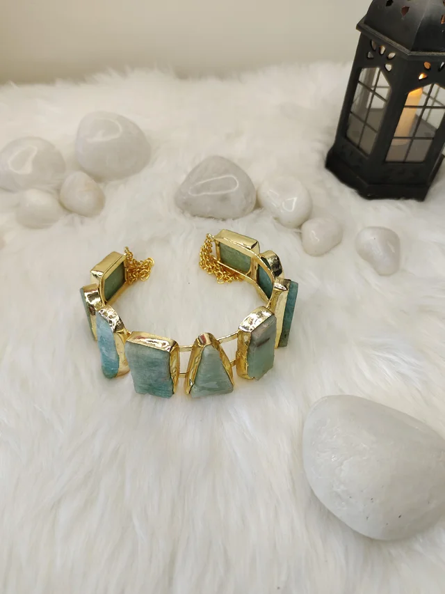 Aquamarine Stone Kada Bracelet